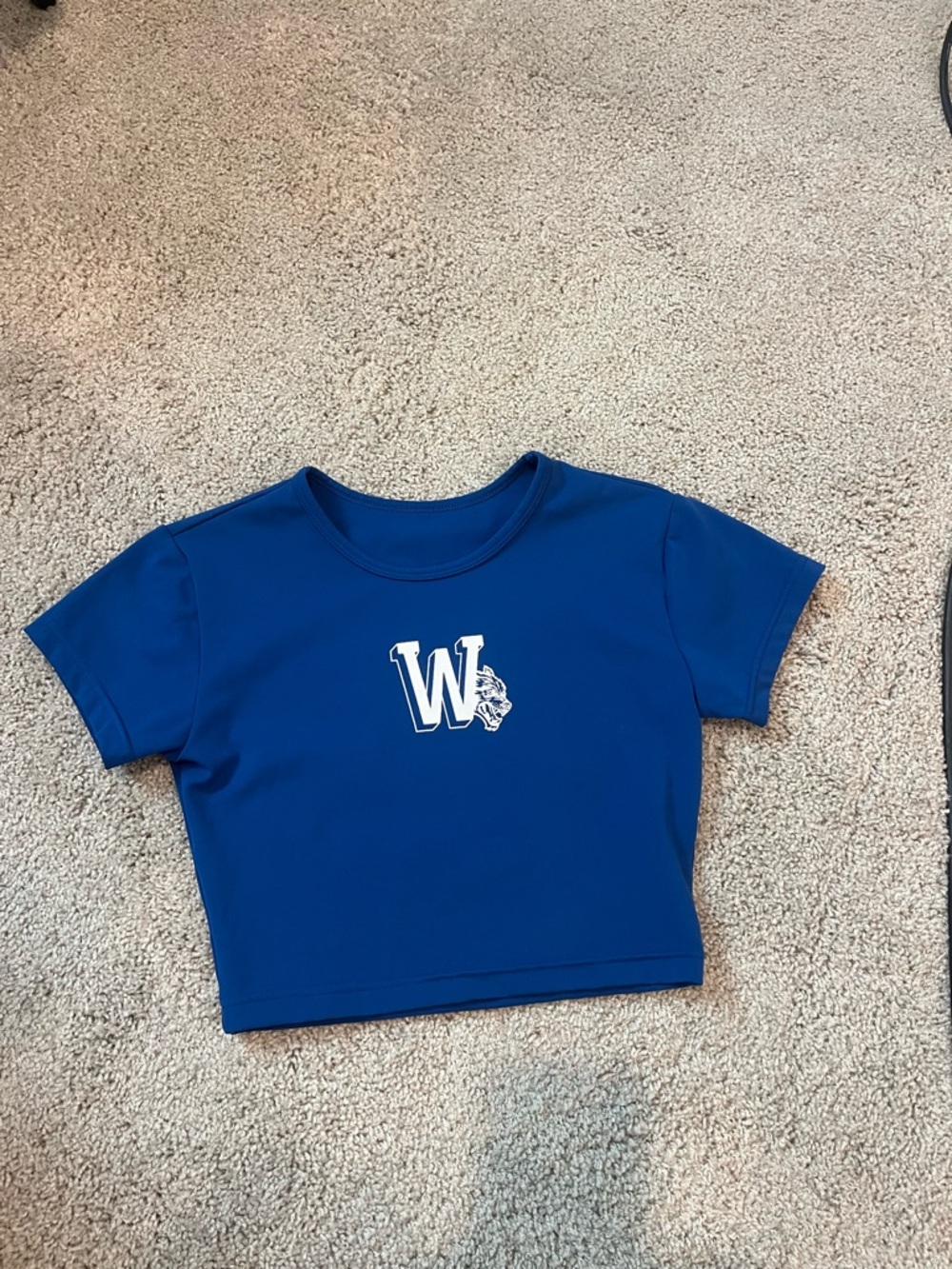 Darc Sport Royal Blue Cropped Tee with White 'W' Graphic